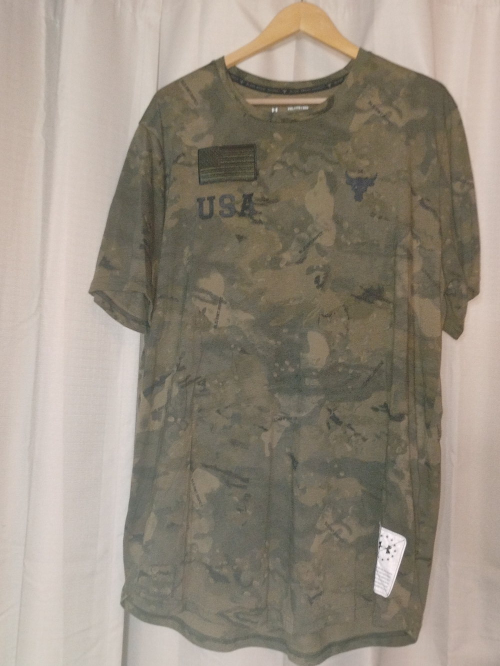 Under Armour Project Rock  Olive Camo Patch Graphic Tee